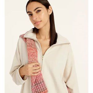 J. Crew University Terry Long Sleeve Half Zip Tunic Pullover Size Large BD657
